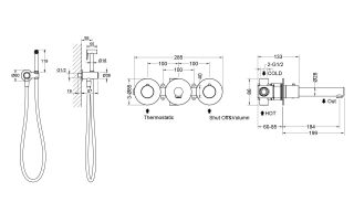 Смеситель встраиваемый для раковины Timo Saona 2383/17SM с гигиеническим душем золото матовое